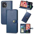 For iPhone 13 Pro Max  Solid Color Leather Buckle Phone Case with Lanyard & Photo Frame & Card Slot & Wallet & Stand Function(Blue) - 1