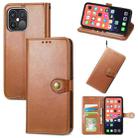 For iPhone 13 Pro Max  Solid Color Leather Buckle Phone Case with Lanyard & Photo Frame & Card Slot & Wallet & Stand Function(Brown) - 1