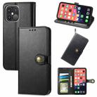 For iPhone 13 Pro Solid Color Leather Buckle Phone Case with Lanyard & Photo Frame & Card Slot & Wallet & Stand Function(Black) - 1