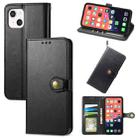 For iPhone 13 Solid Color Leather Buckle Phone Case with Lanyard & Photo Frame & Card Slot & Wallet & Stand Function(Black) - 1