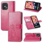 For iPhone 13 Pro Max  Four-leaf Clover Clasp Embossed Buckle Mobile Phone Protection Leather Case with Lanyard & Card Slot & Wallet & Bracket Function(Magenta) - 1