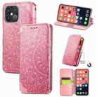 For iPhone 13 Pro Max  Blooming Mandala Embossed Pattern Magnetic Horizontal Flip Leather Case with Holder & Card Slots & Wallet(Pink) - 1