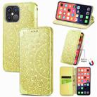 For iPhone 13 Pro Blooming Mandala Embossed Pattern Magnetic Horizontal Flip Leather Case with Holder & Card Slots & Wallet(Yellow) - 1