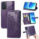 For OPPO Reno6 5G Mandala Flower Embossed Horizontal Flip Leather Case with Holder & Three Card Slots & Wallet & Lanyard(Purple) - 1