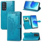 For OPPO Reno6 Pro+ 5G Mandala Flower Embossed Horizontal Flip Leather Case with Holder & Three Card Slots & Wallet & Lanyard(Blue) - 1