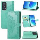 For OPPO Reno6 Pro+ 5G Mandala Flower Embossed Horizontal Flip Leather Case with Holder & Three Card Slots & Wallet & Lanyard(Green) - 1