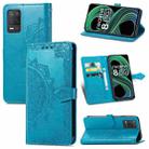 For OPPO Realme 8 5G Mandala Flower Embossed Horizontal Flip Leather Case with Holder & Three Card Slots & Wallet & Lanyard(Blue) - 1