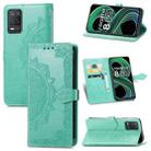 For OPPO Realme 8 5G Mandala Flower Embossed Horizontal Flip Leather Case with Holder & Three Card Slots & Wallet & Lanyard(Green) - 1