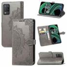 For OPPO Realme 8 5G Mandala Flower Embossed Horizontal Flip Leather Case with Holder & Three Card Slots & Wallet & Lanyard(Grey) - 1