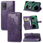 For OPPO Realme 8 5G Mandala Flower Embossed Horizontal Flip Leather Case with Holder & Three Card Slots & Wallet & Lanyard(Purple) - 1