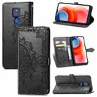 For Motorola Moto G Play 2021 Mandala Flower Embossed Horizontal Flip Leather Case with Holder & Three Card Slots & Wallet & Lanyard(Black) - 1