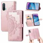 For OnePlus Nord CE 5G Mandala Flower Embossed Horizontal Flip Leather Case with Holder & Three Card Slots & Wallet & Lanyard(Rose Gold) - 1
