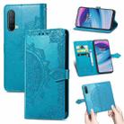 For OnePlus Nord CE 5G Mandala Flower Embossed Horizontal Flip Leather Case with Holder & Three Card Slots & Wallet & Lanyard(Blue) - 1