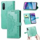 For OnePlus Nord CE 5G Mandala Flower Embossed Horizontal Flip Leather Case with Holder & Three Card Slots & Wallet & Lanyard(Green) - 1