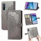 For OnePlus Nord CE 5G Mandala Flower Embossed Horizontal Flip Leather Case with Holder & Three Card Slots & Wallet & Lanyard(Grey) - 1