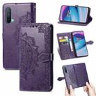 For OnePlus Nord CE 5G Mandala Flower Embossed Horizontal Flip Leather Case with Holder & Three Card Slots & Wallet & Lanyard(Purple) - 1