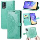 For vivo V21e 4G Mandala Flower Embossed Horizontal Flip Leather Case with Holder & Three Card Slots & Wallet & Lanyard(Green) - 1