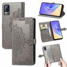 For vivo V21e 4G Mandala Flower Embossed Horizontal Flip Leather Case with Holder & Three Card Slots & Wallet & Lanyard(Grey) - 1