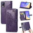 For vivo V21e 4G Mandala Flower Embossed Horizontal Flip Leather Case with Holder & Three Card Slots & Wallet & Lanyard(Purple) - 1