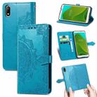 For Wiko Jerry 4 Mandala Flower Embossed Horizontal Flip Leather Case with Holder & Three Card Slots & Wallet & Lanyard(Blue) - 1