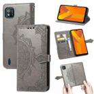 For Wiko Y62 Mandala Flower Embossed Horizontal Flip Leather Case with Holder & Three Card Slots & Wallet & Lanyard(Grey) - 1