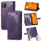 For Wiko Y62 Mandala Flower Embossed Horizontal Flip Leather Case with Holder & Three Card Slots & Wallet & Lanyard(Purple) - 1