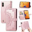 For Wiko Y81 Mandala Flower Embossed Horizontal Flip Leather Case with Holder & Three Card Slots & Wallet & Lanyard(Rose Gold) - 1