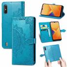 For Wiko Y81 Mandala Flower Embossed Horizontal Flip Leather Case with Holder & Three Card Slots & Wallet & Lanyard(Blue) - 1