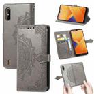 For Wiko Y81 Mandala Flower Embossed Horizontal Flip Leather Case with Holder & Three Card Slots & Wallet & Lanyard(Grey) - 1