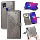 For ZTE Axon 11 SE 5G Mandala Flower Embossed Horizontal Flip Leather Case with Holder & Three Card Slots & Wallet & Lanyard(Grey) - 1