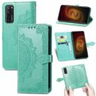 For ZTE Axon 20 5G Mandala Flower Embossed Horizontal Flip Leather Case with Holder & Three Card Slots & Wallet & Lanyard(Green) - 1