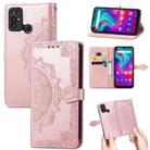 For Doogee X96 Pro Mandala Flower Embossed Horizontal Flip Leather Case with Holder & Three Card Slots & Wallet & Lanyard(Rose Gold) - 1