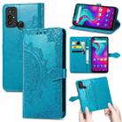 For Doogee X96 Pro Mandala Flower Embossed Horizontal Flip Leather Case with Holder & Three Card Slots & Wallet & Lanyard(Blue) - 1