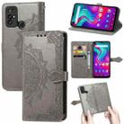 For Doogee X96 Pro Mandala Flower Embossed Horizontal Flip Leather Case with Holder & Three Card Slots & Wallet & Lanyard(Grey) - 1