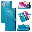 For Motorola Moto G Stylus 2021 Mandala Flower Embossed Horizontal Flip Leather Case with Holder & Three Card Slots & Wallet & Lanyard(Blue) - 1