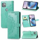 For Motorola Moto One 5G Ace Mandala Flower Embossed Horizontal Flip Leather Case with Holder & Three Card Slots & Wallet & Lanyard(Green) - 1