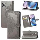 For Motorola Moto One 5G Ace Mandala Flower Embossed Horizontal Flip Leather Case with Holder & Three Card Slots & Wallet & Lanyard(Grey) - 1