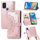 For UMIDIGI A9 Mandala Flower Embossed Horizontal Flip Leather Case with Holder & Three Card Slots & Wallet & Lanyard(Rose Gold) - 1