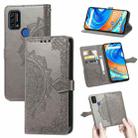 For UMIDIGI A9 Mandala Flower Embossed Horizontal Flip Leather Case with Holder & Three Card Slots & Wallet & Lanyard(Grey) - 1