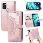 For UMIDIGI A9 Pro Mandala Flower Embossed Horizontal Flip Leather Case with Holder & Three Card Slots & Wallet & Lanyard(Rose Gold) - 1