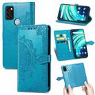 For UMIDIGI A9 Pro Mandala Flower Embossed Horizontal Flip Leather Case with Holder & Three Card Slots & Wallet & Lanyard(Blue) - 1