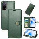 For OPPO A55 5G Solid Color Leather Buckle Phone Case with Lanyard & Photo Frame & Card Slot & Wallet & Stand Function(Green) - 1