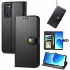 For OPPO Reno6 5G Solid Color Leather Buckle Phone Case with Lanyard & Photo Frame & Card Slot & Wallet & Stand Function(Black) - 1