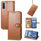 For OPPO Realme V15 5G Retro Solid Color Buckle Leather Phone Case(Brown) - 1