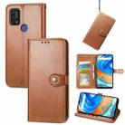 For UMIDIGI  A9 Retro Solid Color Buckle Leather Phone Case(Brown) - 1