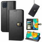 For Samsung Galaxy M32 Solid Color Leather Buckle Phone Case with Lanyard & Photo Frame & Card Slot & Wallet & Stand Function(Black) - 1