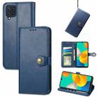 For Samsung Galaxy M32 Solid Color Leather Buckle Phone Case with Lanyard & Photo Frame & Card Slot & Wallet & Stand Function(Blue) - 1