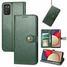 For Samsung Galaxy A03s Solid Color Leather Buckle Phone Case with Lanyard & Photo Frame & Card Slot & Wallet & Stand Function(Green) - 1