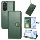 For Honor  50 Pro Solid Color Leather Buckle Phone Case with Lanyard & Photo Frame & Card Slot & Wallet & Stand Function(Green) - 1