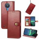 For Nokia 1.4 Solid Color Leather Buckle Phone Case with Lanyard & Photo Frame & Card Slot & Wallet & Stand Function(Red) - 1